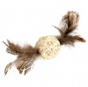 Игрушка для котов плетеный мячик с колокольчиком и перьями GIGWI CATCH&SCRATCH