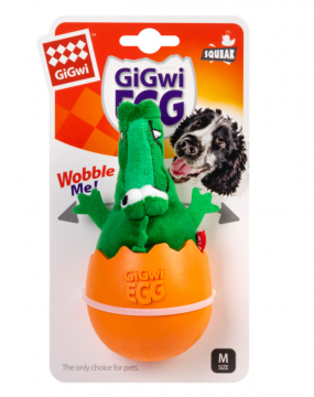 Игрушка для собак крокодил-неваляшка с пищалкой GIGWI EGG