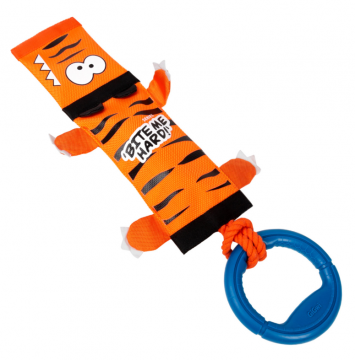 Іграшка для собак тигр на мотузці з ручкою з пищалкою GIGWI BITE ME HARD