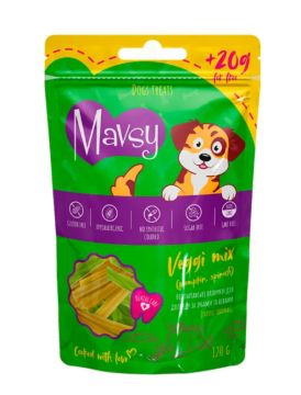 Mavsy Vegi mix pumpkin with spinach - Мавсі Вегетаріанські палички для догляду за зубами та яснами собак з гарбузом та шпинатом