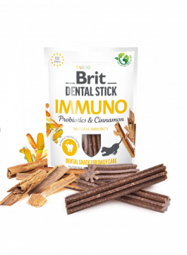 Ласощі для собак Brit Dental Stick Immuno для міцного імунітету, пробіотики та кориця