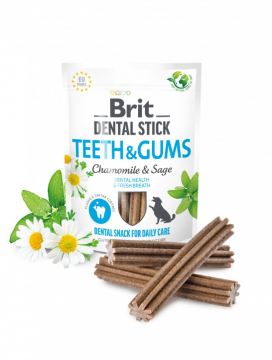 Ласощі для собак Brit Dental Stick Teeth & Gums здорові ясна та зуби, ромашка і шавлія