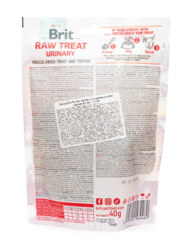 Ласощі для собак Brit Raw Treat freeze-dried Urinary для профілактики сечокам'яної хвороби, індичка