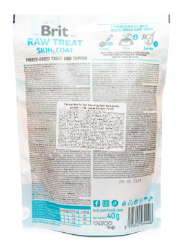 Ласощі для собак Brit Raw Treat freeze-dried Skin and Coat для шкіри та шерсті, риба і курка