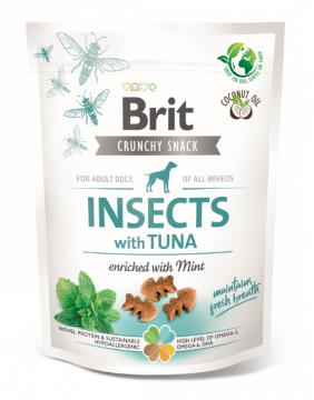 Ласощі для собак Brit Care Dog Crunchy Cracker Insects для свіжості подиху комахи, тунець, м'ята