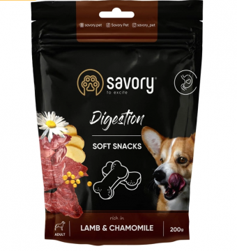 Savory мягкое лакомство для улучшения пищеварения собак, ягненок и ромашка
