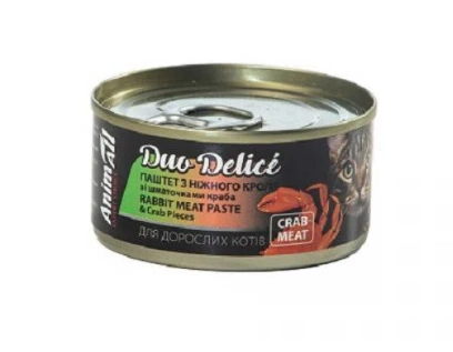 AnimAll Duo Delice для котів, паштет з кролика та шматочками краба