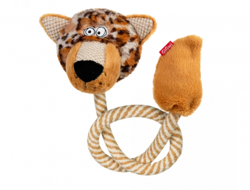 Игрушка GiGwi Eco Friendz Леопард с пищалкой и веревкой для собак, переработанный текстиль, L