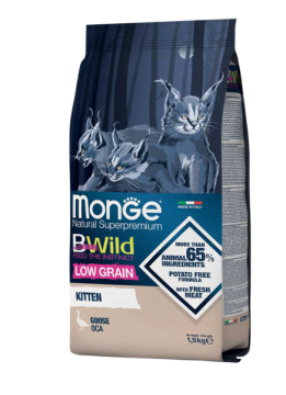 Monge Cat Bwild Low Grain Сухой корм для котят с мясом гусятины