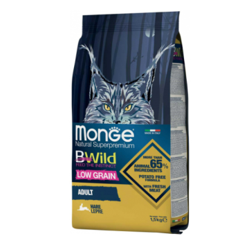 Monge Cat Bwild Low Grain Сухой корм для кошек с мясом зайца