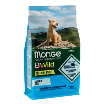 Monge Dog Bwild Gr. Free Mini  с анчоусом