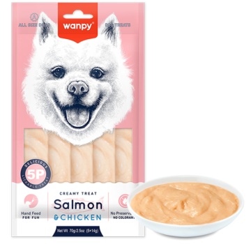 Wanpy Creamy Lickable Treat Salmon&Chicken Ванпі лосось курка рідкі ласощі для собак