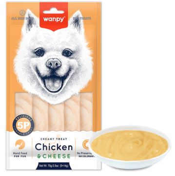 Wanpy Creamy Lickable Treat Chicken&Cheese ванпі курка сир рідкі ласощі для собак