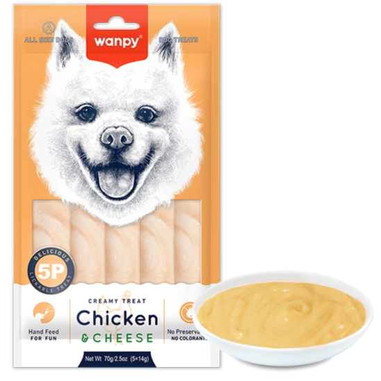 Wanpy Creamy Lickable Treat Chicken&Cheese ванпи курица сыр жидкое лакомство для собак