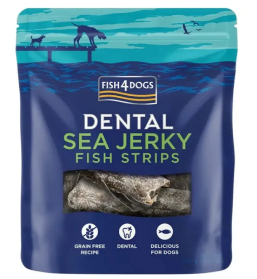 Натуральные лакомства для собак из 100% Кожи Белой Рыбы Fish4Dogs Sea Jerky Рыбные полоски