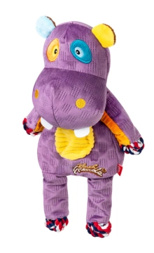 Іграшка для собак Бегемот з мотузками та пищалкою GiGwi Plush Friendz