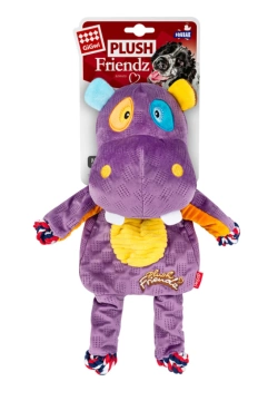 Іграшка для собак Бегемот з мотузками та пищалкою GiGwi Plush Friendz