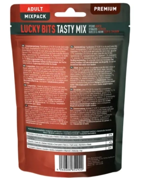 Мясные натуральные лакомства Mix Конина, Страус, Оленина и Курица Chewies Lucky Bits для взрослых и пожилых собак