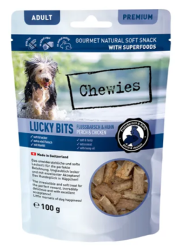 Натуральное лакомство из мяса Курицы и Окуня Chewies Lucky Bits для взрослых и пожилых собак