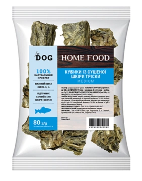 Home Food For DOG Ласощі для собак, кубики Medium із сушеної шкіри тріски