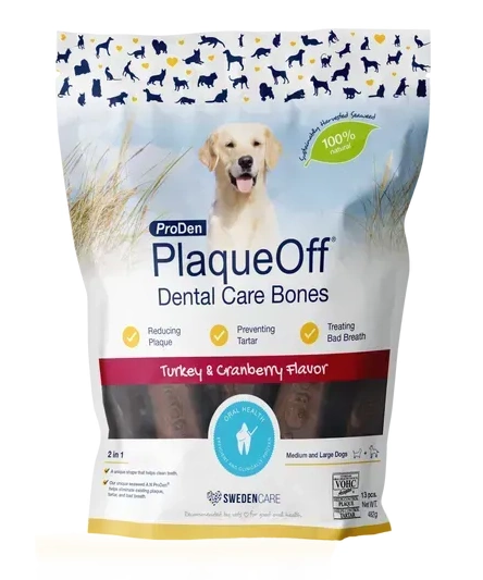 PlaqueOff System Dental Care Bones - Жевательные косточки для собак со вкусом индейки и клюквы