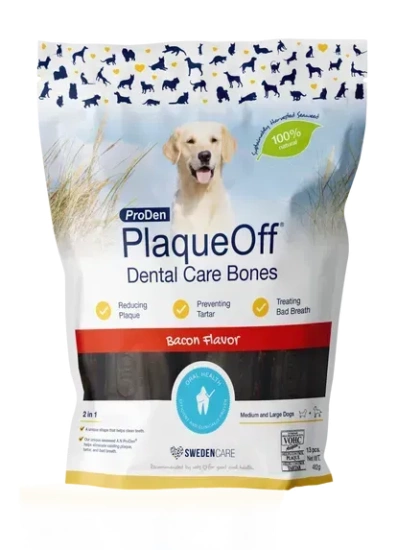PlaqueOff System Dental Care Bones — Жевательные косточки для собак со вкусом бекона