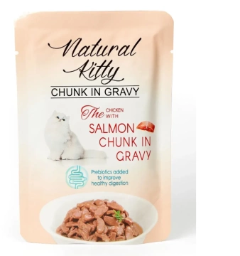 Natural Kitty Chunk in Gravy Chicken with Salmon кусочки курицы и лосося в соусе для кошек