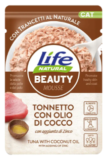 Вологий корм LifeCat beauty tuna with coconut oil з тунцем та кокосовою олією для догляду за шкірою та шерстю котів