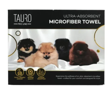 Полотенце Tauro Pro Line из микрофибры, высокопоглощающее с померанским шпицем