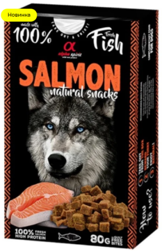 ALPHA SPIRIT Dog Salmon Natural Snacks Напіввологі ласощі для дорослих собак всіх порід з лососем