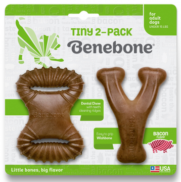 Игрушка для собак Benebone 2-Pack Dental Chew+Wishbone Bacon Tiny