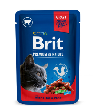 Brit Premium Рагу из тушеной говядины с зеленым горошком для кошек