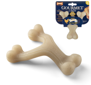 Nylabone Gourmet Wishbone Chicken тройная кость жевательная игрушка для собак, вкус курицы