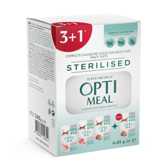 Optimeal Набор 3+1 Adult Cats Sterilised Multi Taste - влажный корм для стерилизованных котов