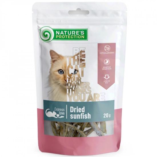 Nature's Protection Лакомство для котов, сушеные солнечные окуни