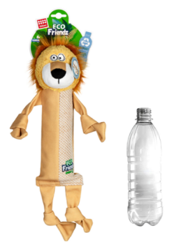 Игрушка для собак GiGwi ECO FRIENDZ, Лев с пластиковой бутылкой и пищалкой 