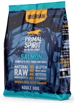 Полнорационный корм для собак PRIMAL SPIRIT IBERIAN SALMON DOG FOOD с иберийской свининой и лососем.