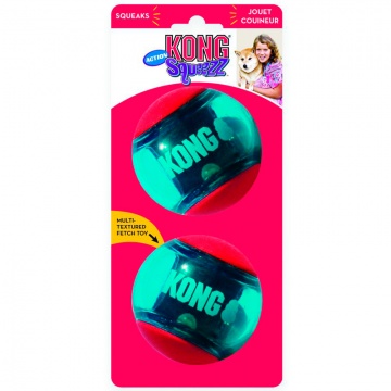 Набор мячиков с резиной для жевания Kong Squeezz Action Ball Red