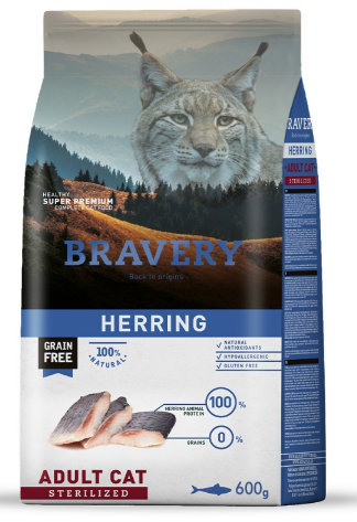 Сухой корм для стерилизованных кошек BRAVERY Herring Adult Cat Sterilized с селедкой