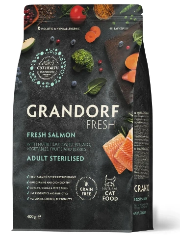 Grandorf FRESH SALMON & SWEET POTATO ADULT CAT STERILISED - Сухой корм для стерилизованных кошек лосось с бататом