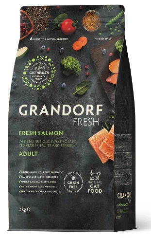 Grandorf FRESH SALMON & SWEET POTATO ADULT CAT - сухой корм для взрослых кошек лосось с бататом