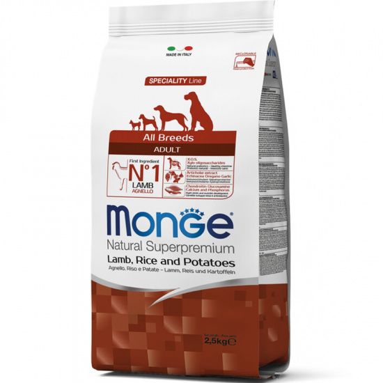 Monge All Breeds Adult Lamb, Rice & Potatoes з ягнятком, рисом та картоплею для собак усіх порід