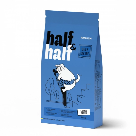 Сухой корм Half&Half для взрослых собак крупных пород с говядиной