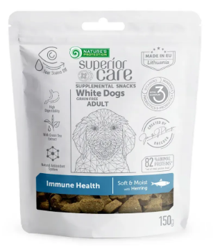 Беззернові ласощі з оселедцем Nature's Protection Superior Care White Dogs Immune Health для дорослих собак усіх порід