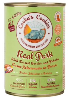 Натуральний вологий корм для собак Cooka's Cookies 95% Свинина з лісовими ягодами та картоплею