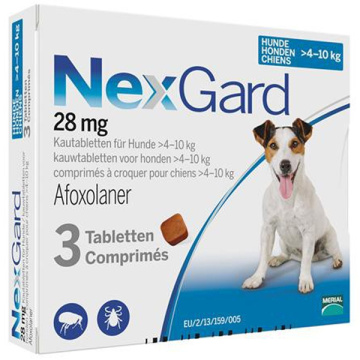 NexGard Нексгард Таблетки від бліх та кліщів для собак від 4 до 10 кг