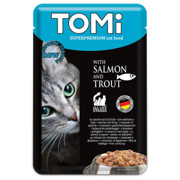 Tomi Кусочки с лососем и форелью для кошек, пауч