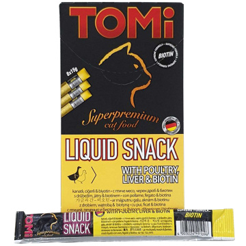 Tomi Liquid Snack с курицей, печенью и биотином для кошек