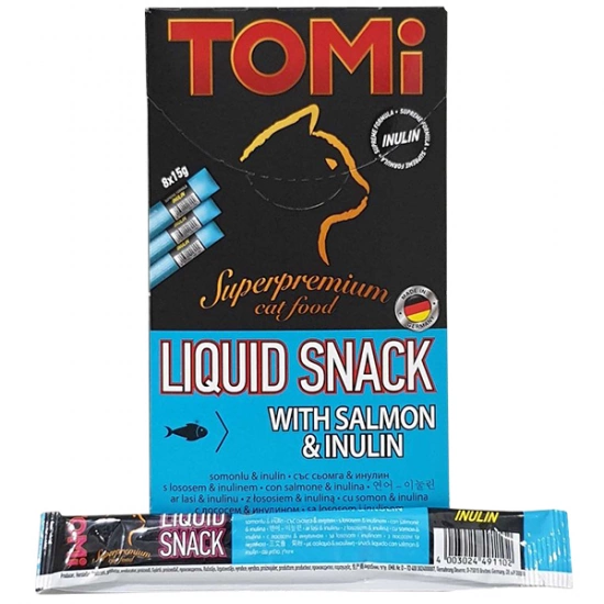 Tomi Liquid Snack з лососем та інуліном для котів
