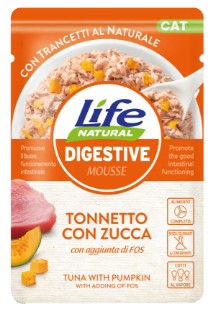 Вологий корм LifeCat digestive tuna with pumpkin з тунцем та гарбузом для котів з чутливим травленням
